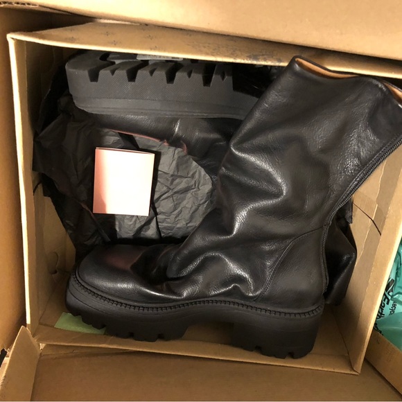 New In Box Free People Emma Ruche black leather boots - Picture 5 of 16